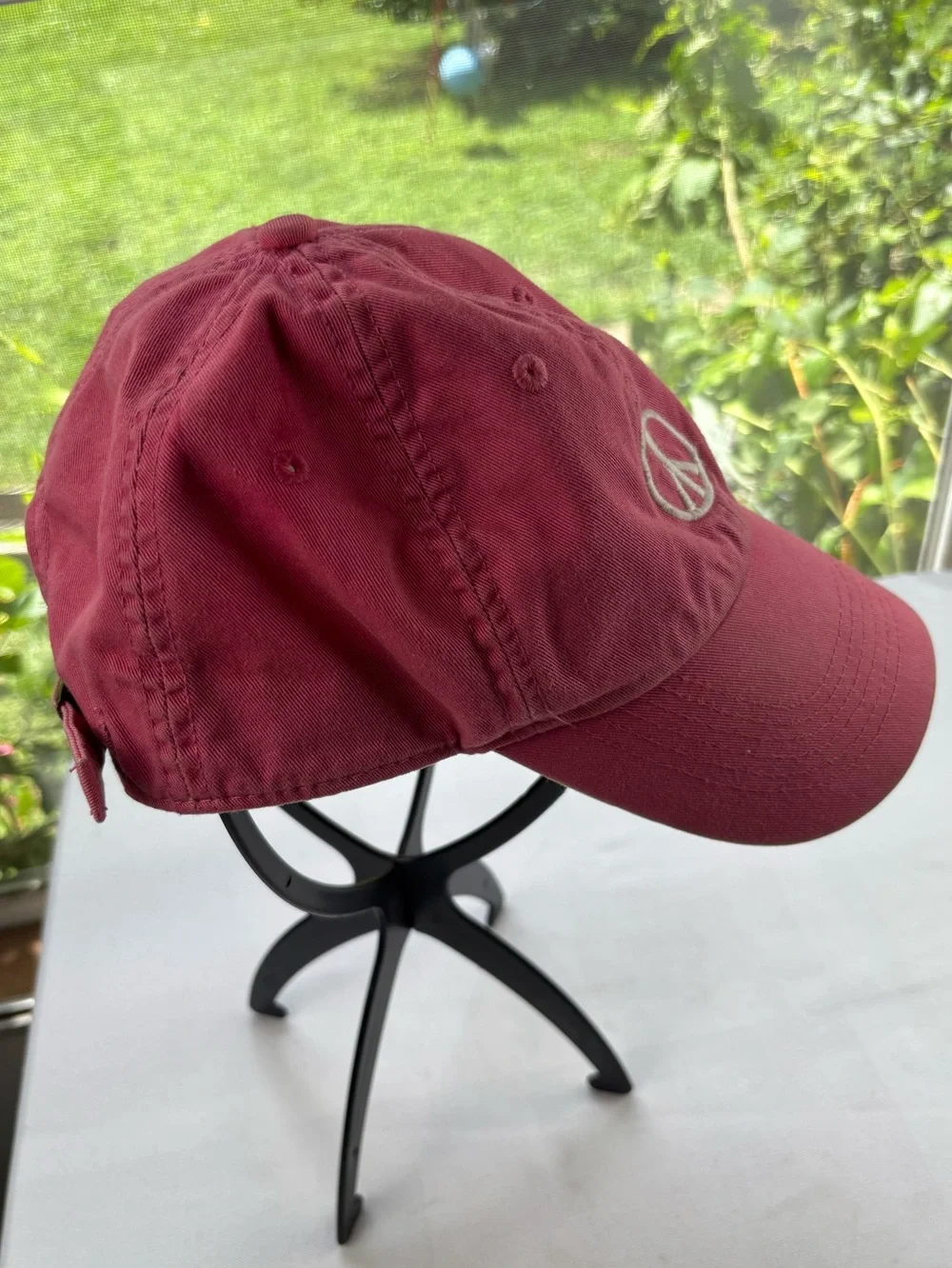 Life Is Good Washed Rose / Pink Baseball Hat White Peace Sign Cap 100% Cotton